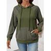 image:imageSHEWIN Hoodies for Women Casual Knit V Neck Sweaters with Pocket Womens Fall Fashion 2025Moss Green