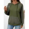 image:imageSHEWIN Hoodies for Women Casual Knit V Neck Sweaters with Pocket Womens Fall Fashion 2025Moss Green