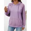 image:imageSHEWIN Hoodies for Women Casual Knit V Neck Sweaters with Pocket Womens Fall Fashion 2025Purple