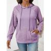 image:imageSHEWIN Hoodies for Women Casual Knit V Neck Sweaters with Pocket Womens Fall Fashion 2025Purple