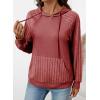 image:imageSHEWIN Hoodies for Women Casual Knit V Neck Sweaters with Pocket Womens Fall Fashion 2025Red