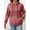 image:imageSHEWIN Hoodies for Women Casual Knit V Neck Sweaters with Pocket Womens Fall Fashion 2025Red