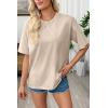image:imageSHEWIN Oversized Wash Out Fabric Tee Shirts Trendy Cotton Tops Casual Work Tshirt 2026Beige