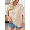 image:imageSHEWIN Oversized Wash Out Fabric Tee Shirts Trendy Cotton Tops Casual Work Tshirt 2026Beige