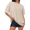 image:imageSHEWIN Oversized Wash Out Fabric Tee Shirts Trendy Cotton Tops Casual Work Tshirt 2026Beige
