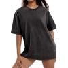 image:imageSHEWIN Oversized Wash Out Fabric Tee Shirts Trendy Cotton Tops Casual Work Tshirt 2026Black
