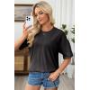 image:imageSHEWIN Oversized Wash Out Fabric Tee Shirts Trendy Cotton Tops Casual Work Tshirt 2026Black