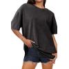image:imageSHEWIN Oversized Wash Out Fabric Tee Shirts Trendy Cotton Tops Casual Work Tshirt 2026Black