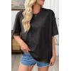 image:imageSHEWIN Oversized Wash Out Fabric Tee Shirts Trendy Cotton Tops Casual Work Tshirt 2026Black