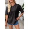 image:imageSHEWIN Oversized Wash Out Fabric Tee Shirts Trendy Cotton Tops Casual Work Tshirt 2026Black