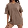 image:imageSHEWIN Oversized Wash Out Fabric Tee Shirts Trendy Cotton Tops Casual Work Tshirt 2026Brown