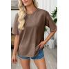 image:imageSHEWIN Oversized Wash Out Fabric Tee Shirts Trendy Cotton Tops Casual Work Tshirt 2026Brown