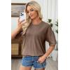 image:imageSHEWIN Oversized Wash Out Fabric Tee Shirts Trendy Cotton Tops Casual Work Tshirt 2026Brown