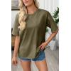 image:imageSHEWIN Oversized Wash Out Fabric Tee Shirts Trendy Cotton Tops Casual Work Tshirt 2026Green