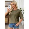 image:imageSHEWIN Oversized Wash Out Fabric Tee Shirts Trendy Cotton Tops Casual Work Tshirt 2026Green