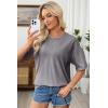 image:imageSHEWIN Oversized Wash Out Fabric Tee Shirts Trendy Cotton Tops Casual Work Tshirt 2026Grey