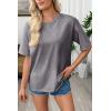 image:imageSHEWIN Oversized Wash Out Fabric Tee Shirts Trendy Cotton Tops Casual Work Tshirt 2026Grey
