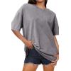 image:imageSHEWIN Oversized Wash Out Fabric Tee Shirts Trendy Cotton Tops Casual Work Tshirt 2026Grey