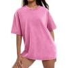 image:imageSHEWIN Oversized Wash Out Fabric Tee Shirts Trendy Cotton Tops Casual Work Tshirt 2026Pink
