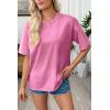 image:imageSHEWIN Oversized Wash Out Fabric Tee Shirts Trendy Cotton Tops Casual Work Tshirt 2026Pink