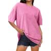 image:imageSHEWIN Oversized Wash Out Fabric Tee Shirts Trendy Cotton Tops Casual Work Tshirt 2026Pink