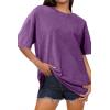 image:imageSHEWIN Oversized Wash Out Fabric Tee Shirts Trendy Cotton Tops Casual Work Tshirt 2026Purple