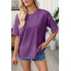image:imageSHEWIN Oversized Wash Out Fabric Tee Shirts Trendy Cotton Tops Casual Work Tshirt 2026Purple