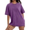 image:imageSHEWIN Oversized Wash Out Fabric Tee Shirts Trendy Cotton Tops Casual Work Tshirt 2026Purple