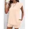 image:imageSHEWIN Two Piece Sets for Women Cap Sleeve Tops and Shorts Lounge Set with Pockets Womens Summer Outfits 2026Apricot