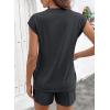 image:imageSHEWIN Two Piece Sets for Women Cap Sleeve Tops and Shorts Lounge Set with Pockets Womens Summer Outfits 2026Black