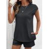 image:imageSHEWIN Two Piece Sets for Women Cap Sleeve Tops and Shorts Lounge Set with Pockets Womens Summer Outfits 2026Black
