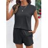 image:imageSHEWIN Two Piece Sets for Women Cap Sleeve Tops and Shorts Lounge Set with Pockets Womens Summer Outfits 2026Black