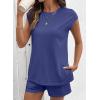 image:imageSHEWIN Two Piece Sets for Women Cap Sleeve Tops and Shorts Lounge Set with Pockets Womens Summer Outfits 2026Blue