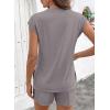 image:imageSHEWIN Two Piece Sets for Women Cap Sleeve Tops and Shorts Lounge Set with Pockets Womens Summer Outfits 2026Dark Grey