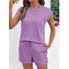 image:imageSHEWIN Two Piece Sets for Women Cap Sleeve Tops and Shorts Lounge Set with Pockets Womens Summer Outfits 2026Purple