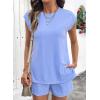 image:imageSHEWIN Two Piece Sets for Women Cap Sleeve Tops and Shorts Lounge Set with Pockets Womens Summer Outfits 2026Sky Blue