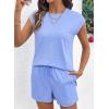 image:imageSHEWIN Two Piece Sets for Women Cap Sleeve Tops and Shorts Lounge Set with Pockets Womens Summer Outfits 2026Sky Blue