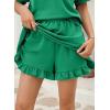image:imageSHEWIN Two Piece Sets for Women Half Zip Up Puff Short Sleeve Tops and Ruffled Shorts Lounge Set Womens Summer Outfits 2026Bright Green