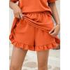 image:imageSHEWIN Two Piece Sets for Women Half Zip Up Puff Short Sleeve Tops and Ruffled Shorts Lounge Set Womens Summer Outfits 2026Orange