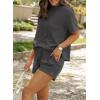 image:imageSHEWIN Two Piece Sets for Women Summer Short Sleeve Shirts High Waisted Shorts with Pockets Pajamas Lounge Matching SetBlack
