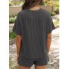 image:imageSHEWIN Two Piece Sets for Women Summer Short Sleeve Shirts High Waisted Shorts with Pockets Pajamas Lounge Matching SetBlack