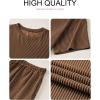image:imageSHEWIN Two Piece Sets for Women Summer Short Sleeve Shirts High Waisted Shorts with Pockets Pajamas Lounge Matching SetCoffee