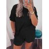 image:imageSHEWIN Two Piece Sets for Women Summer Short Sleeve Shirts High Waisted Shorts with Pockets Pajamas Lounge Matching SetDark Black