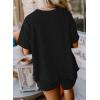 image:imageSHEWIN Two Piece Sets for Women Summer Short Sleeve Shirts High Waisted Shorts with Pockets Pajamas Lounge Matching SetDark Black