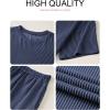 image:imageSHEWIN Two Piece Sets for Women Summer Short Sleeve Shirts High Waisted Shorts with Pockets Pajamas Lounge Matching SetDark Blue