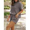 image:imageSHEWIN Two Piece Sets for Women Summer Short Sleeve Shirts High Waisted Shorts with Pockets Pajamas Lounge Matching SetGrey