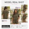 image:imageSHEWIN Two Piece Sets for Women Summer Short Sleeve Shirts High Waisted Shorts with Pockets Pajamas Lounge Matching SetJungle Green