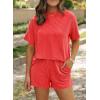 image:imageSHEWIN Two Piece Sets for Women Summer Short Sleeve Shirts High Waisted Shorts with Pockets Pajamas Lounge Matching SetOrange