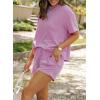 image:imageSHEWIN Two Piece Sets for Women Summer Short Sleeve Shirts High Waisted Shorts with Pockets Pajamas Lounge Matching SetPurple
