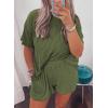 image:imageSHEWIN Two Piece Sets for Women Summer Short Sleeve Shirts High Waisted Shorts with Pockets Pajamas Lounge Matching SetVineyard Green